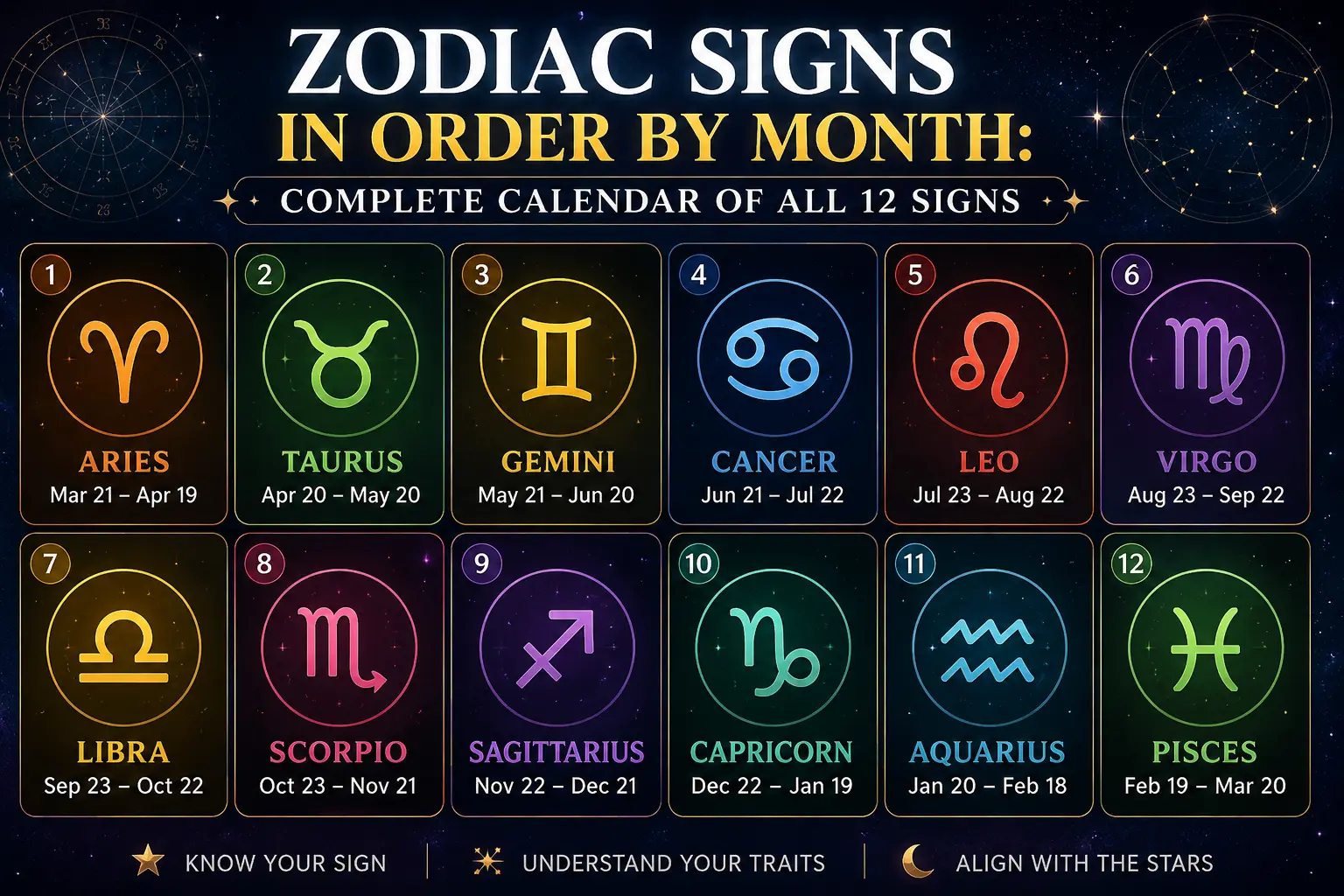 Zodiac Signs in Order by Month